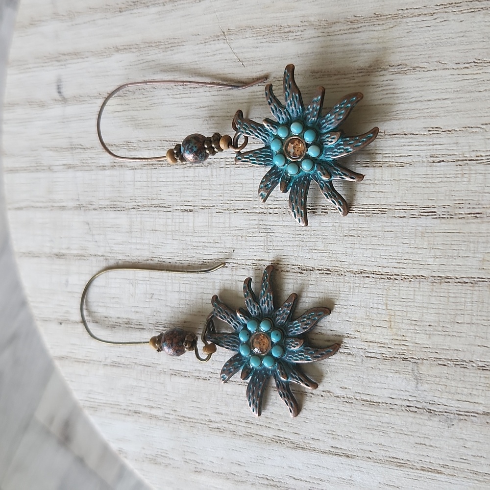 Copper/Bronze Turquoise Drop Earrings